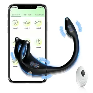 APP Penis Cock Ring Mand Trådløs Fjernbetjening Mand Ejakulationsforsinkelse Stimulator Anal Butt Plug Voksen Sexlegetøj til Mænd Par