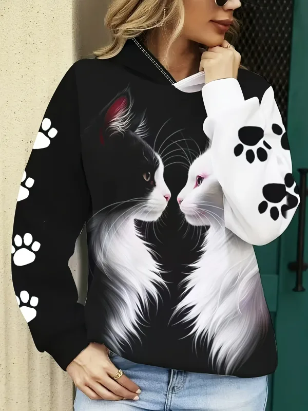 Roztomilá kočka 3D tisk Mikiny s kapucí Muži Ženy Móda Ležérní Mikiny Podzimní mikiny Oversized Pulovry Tepláky Dámské Oblečení
