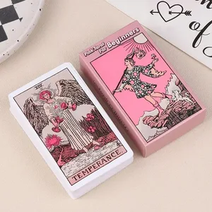 Pink Rider Waite Tarocchi Set di mazzi per principianti Profezia Divinazione Mazzo Festa di famiglia Carte del destino Gioco di predizione della fortuna