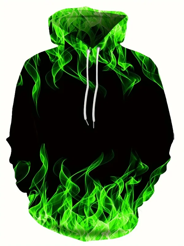 2024 Creative Flame 3D Print Hoodie Cool Hoodies Ανδρικά φθινοπωρινά πουλόβερ με κουκούλα Φούτερ μεγάλου μεγέθους Harajuku Y2k Ρούχα
