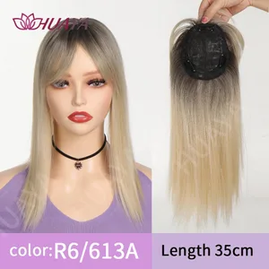 สังเคราะห์Ombre Dark Root Golden Toppersวิกผมสำหรับผู้หญิงทนความร้อนCilpsในส่วนขยายของผมที่มองไม่เห็นClourseคลิป