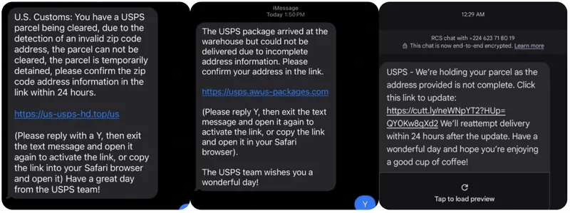 Example of a scam message